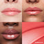 Lip macros of three skin tones wearing the MoistureGlow™ Plumping Lip Serum in shade Watermelon Glow.